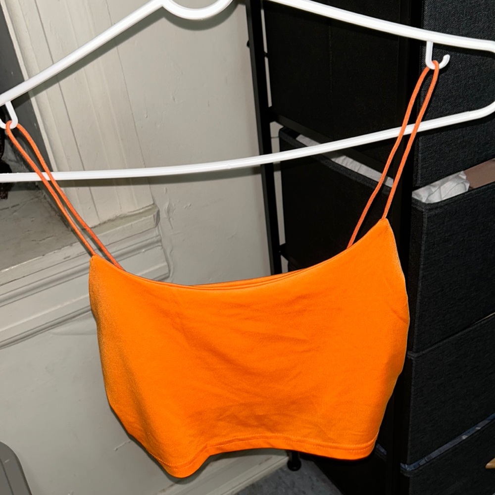 square neck orange tank top
